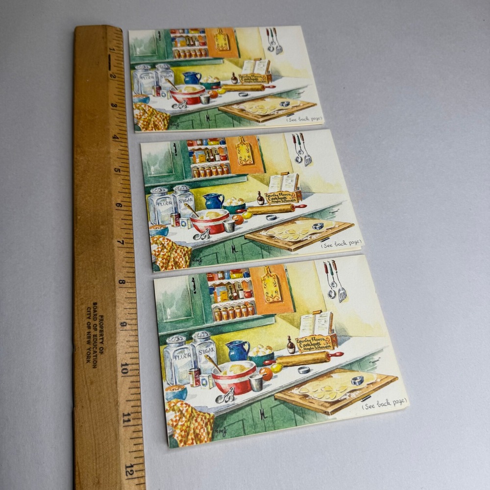 Vintage Country Flavor Recipe Cards Haydn Pearson Kitchen Art Cookies Set of 3
